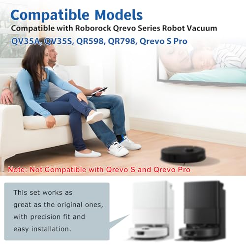 Accessories Replacement for Roborock Qrevo S Pro, QV 35A, QV 35S, QR 598, QR 798 Robot Vacuum, 2 Main Brushes, 6 Mop Cloths, 4 Filters, 6 Side Brushes, 4 Dust Bags, 2 Tool - color: QrevoSPro/QV35A/35S Accessories