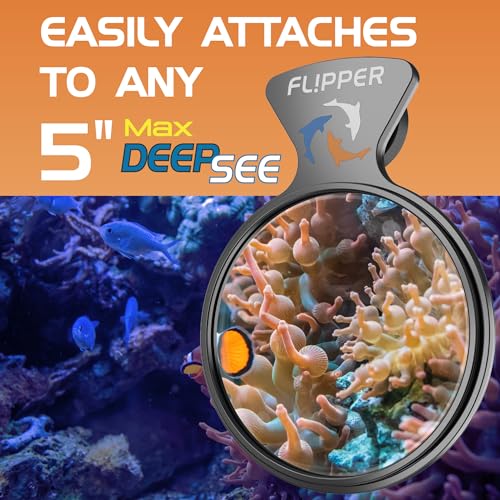 Flipper DeepSee Viewer Orange Magnifying Glass Lens Attachment for Flipper Deepsee MAX 5" Magnetic Aquarium Glass Magnifier - Ideal for Full Color Coral and Reef Pictures & Film Photography - Black - color: Black, size: MAX 5"