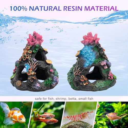 Aquarium Coral Rock Mountain Cave Set Fish Tank Decoration Coral Ornament Aquarium Plant Fish House for Betta Rest Hide