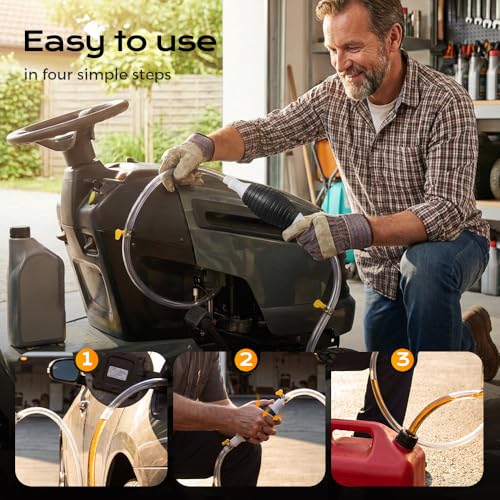 2026 Upgrade Multifunctional Liquid Siphon Pump, Hand Fuel Transfer Pump, Large Diameter Manual Fluid Extractor for Gasoline, Fuel, Diesel, Water, Fish Tank - With 3.2/4.9/6.5/9.8ft Hose (3.2FT) - size: 3.2FT