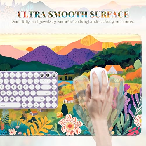 iCasso Large Gaming Mouse Pad (35"x16") - Waterproof Desk Mat with Non-Slip Rubber Base & Stitched Edges - Extended Keyboard Mousepad for Computer, PC, Office, Home Workspace (Oil Painting) - color: Oil Painting