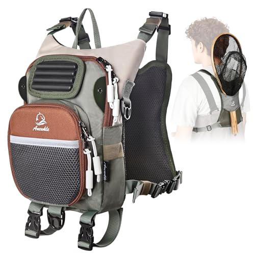 Fly Fishing Chest Pack,Outdoor Waterproof fishing Tackle Chest Bag with Multiple Compartments, Small Wade fishing,Can accommodate multiple fishing equipment/flying boxes