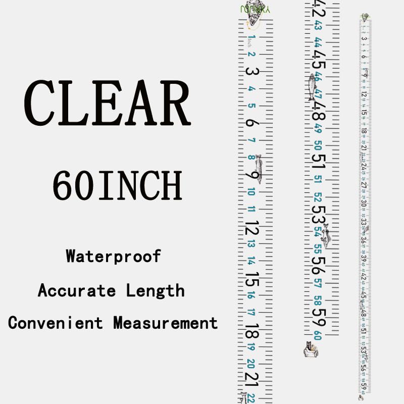 60" Fish Measuring Ruler Sticker for Boat 2 Pcs Strong Self Adhesive Transparent Waterproof Decal Tape Measure Clear Boat Accessories (60 inch) - size: 60 inch