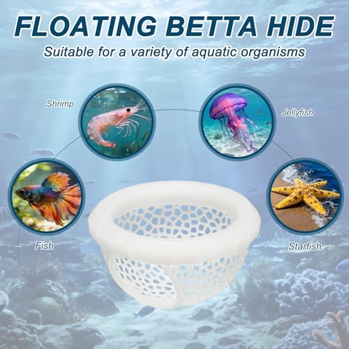 2Pcs Floating Betta Hammock Shrimp Shelter Betta Shrimp Feeder 3D Printed Fish Tank Accessories (S/L, White) for Small Aquarium Safe Rest - color: White