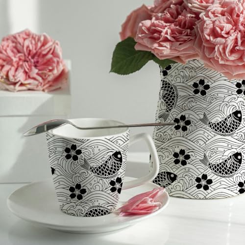 SUPERDANT 4PCS Fish Flowers Underglaze Paper Transfer Blossoms Transfer Paper for Clay Ceramic Porcelain Under Glaze Transfers for Pottery Enamel Decals Black Underglaze Decal Papers - style: Fish and Flower