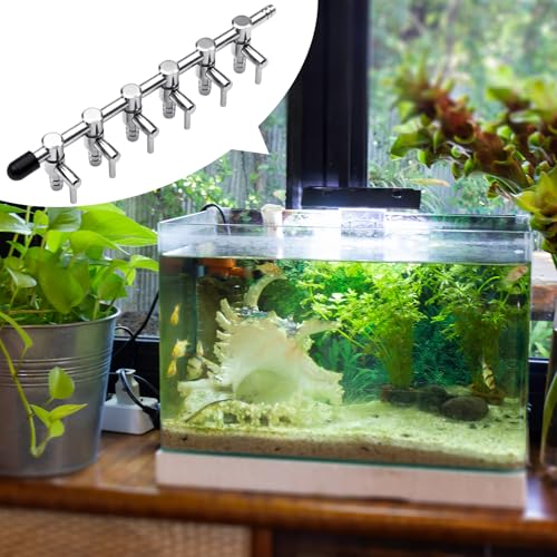 3 Pack 6 Way Aquarium Stainless Steel Air Flow Control Lever Valve with Airline Tubing Connector for Air Pumps Fish Tank Multi-Port Distributor Splitter - style: 6-Way