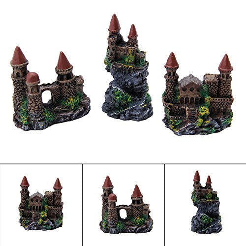Aquarium Castle Decoration Small Resin Castles Hideouts Stone Cave Hide House Fish for Tank Accessories for Betta Shrimp Aquarium Decoration