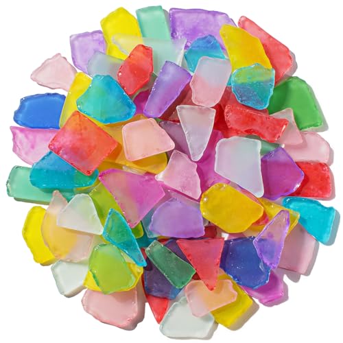 Keedolla Sea Glass for Crafts - 15 OZ Colorful Flat Frosted Seaglass Pieces Crushed for DIY Art Crafts, Vase Filler, Beach Weddings, Aquarium and Home Decor - color: Multicolor - B, size: 15 OZ / 0.93 LB