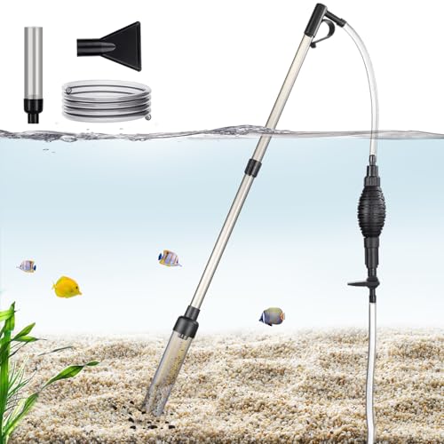 Carefree Fish Aquarium Gravel Vacuum Sand Cleaner with 6Ft Pipe Fish Tank Water Changer Adjustable Length ABS(for 3~8Gal Tank)