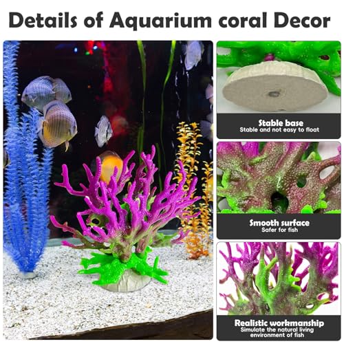 kathson Artificial Coral Ornament Resin Coral Decor for Fish Tank Underwater Sea Plants Decorations Aquarium Landscape (Purplish Green) - size: 2PCS,Purplish Green