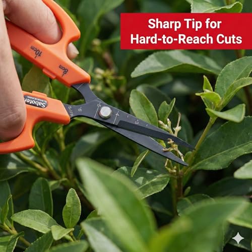 Saboten Fluorine Coated Straight Blade Trimming Scissors Orange PT-1 160mm Precision Gardening Bonsai and Floral Shears Made in Japan - color: Orange, size: Non-Stick Straight Blade