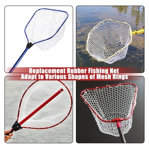 Fishing Landing Net Trout Net Replacement Netting with Rubber Mesh for Fish Fly and Fishing Landing - color: White Rubber Fishing Net, size: Dia 20cm*Dep 16cm(Cir 67cm)
