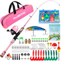 PLUSINNO Kids Fishing Pole with Spincast Reel Telescopic Fishing Rod Combo Full Kits for Boys, Girls, and Adults - color: Pink, size: 4FT / 1.2M