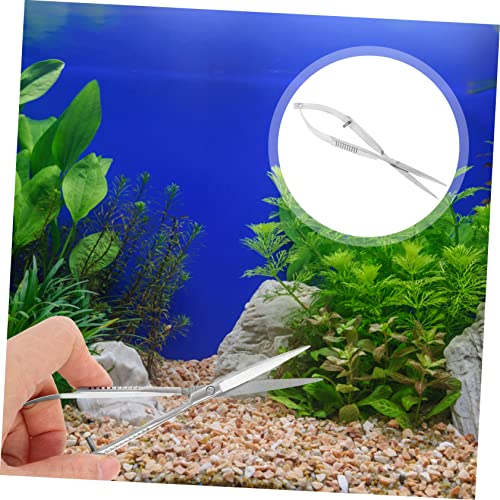POPETPOP Stainless Steel Aquarium Scissors Portable Spring Scissor for Aquascaping Professional Aqua-plant Clipper for Water Grass Trimming in Fish Tanks