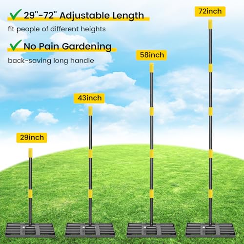 Lawn Leveling Rake, Heavy Duty 17"x10" Curved Ground Plate, 72" Long Handle Lawn Leveler Tool Landscape Rake for Compost Soil Dirt Sand Grass Peat Moss - style: 17X10" - 6FT