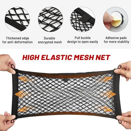 RED WOLF Universal Cargo Net Pocket Elastic Netting Car Mesh Pouch for Trunk RV Boats Home Cargo Storage with Screws and Hooks (21.7'' x 9.8'') - size: 21.7'' x 9.8''