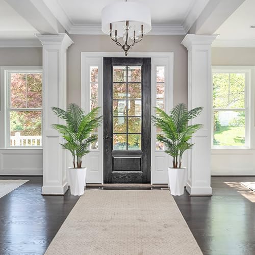 Artificial Palm Plant Indoor 5FT Fake Tree with White Diamond Planter Faux Tropical Areca Tall Fake Floor Plant in Pot Artificial Trees for Home Office Living Room Decor Indoor - color: White