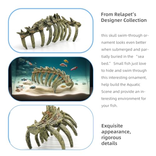 Aquarium Skull Animal Skeletons, Reptile Tank Accessories, Fish Tank Decorations for Amphibians, Betta Fish, Shrimp, Hermit Crab, Leopard Gecko