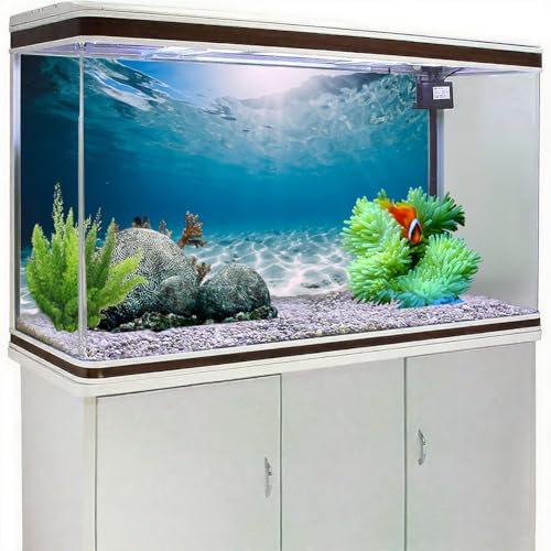 24X12 Inch Underwater Sea Theme Aquarium Background - Tropical Ocean Floor Polyester Backdrop for Saltwater Fish Tanks - size: 24X12in
