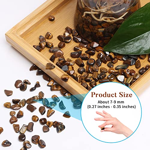 QICQDRAM Polished Gem Stones Rocks Crystals 0.9 Lb/405g Natural Tumbled Stones Tiger's Eye Crystal Chips Bulk for Healing Crystals & Fish Tank Rocks Gravel, Vase Filler, Plants Decor - color: Tiger's Eye