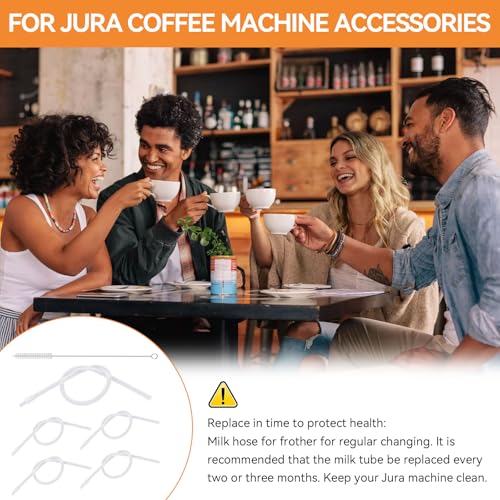 Milk Tube Hose Set with Jura Milk Pipe HP3 Connectors and Hose Brush for Jura Coffee Machines, Coffee Pipe Fit for Jura GIGA 6 10 W10 X5 S8 E8 Z10 Z8 Z7 Z5 Z6 Z8 Z9 J6 J8 J9 S80 WE8 C9, Silicon Tube