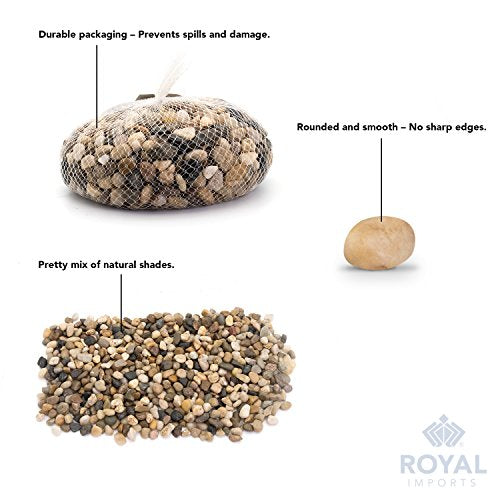 Royal Imports 5LBS River Rocks Decorative Ornamental Pebbles, Garden Landscaping Stones, Gravel Filler for Plants, Vases, Succulents, Home Decor, Aquariums, Crafting, Animal Habitat - Large Natural - size: Medium - 5 lbs, style: Natural