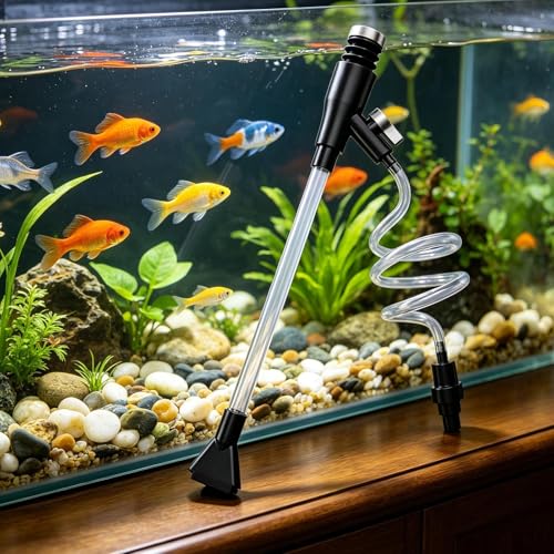 Fish Tank Vacuum Gravel Cleaner - Manual Hand Pump Siphon System, Aquarium Waste Removal Tool, Durable Water Change Cleaning Kit | Aquarium Vacuum Cleaner for Fish Tank Maintenance Use Home Office