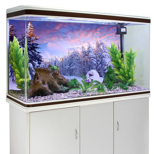 YongFoto Fish Tank Background - 30x12 inch Winter Snow Scene Aquarium Backdrop for Reptile Terrarium & Bearded Dragon Habitat - color: Purple 1, size: 30x12in/75x30cm