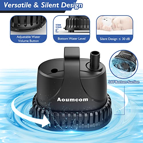 800GPH Submersible Water Pump, 40W Water Fountain Pump, Aquarium Pump, 3000L/H Water Pump with 7ft Power Cord for Garden Fountain, Water Table, Waterfall, Fish Tank, Pond, Hydroponics - size: 40W-800GPH