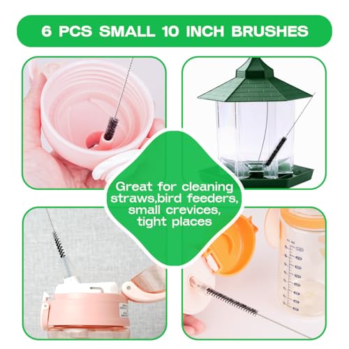 Straw Cleaner Brush Set,12 Pieces Extra Long Pipe Water Bottle Brushes for Cleaning Reusable Drinking Straws,Bird Feeders,Pipes,Black (12pcs Different diameters Set)