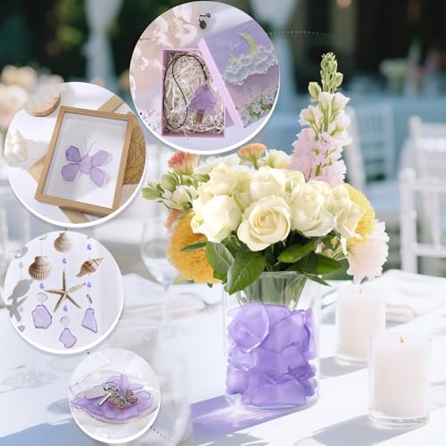 SUREAM Sea Glass Christmas Tree, Crushed Glass for Crafts, Seaglass Beads for Vase Decor Filler, Beach Wedding Decor, Aquarium Ornament（Purple） - color: Purpler