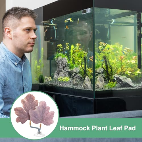 M METERXITY 2-Pack Betta Fish Leaf Pad, Hammock Plant Leaf Pad, Realistic Resting Fish Rest Bed for Fish Tank Decorations/Aquarium Accessories/Spawning Grounds [Purple, Grape Leaves-Shaped] - color: Purple