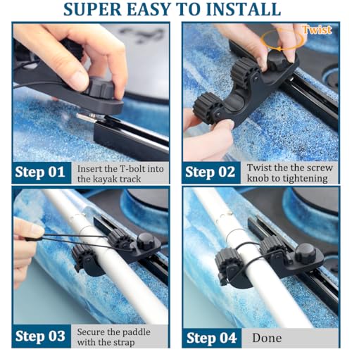 Huntury Kayak Paddle Holder, Save Kayak Track Space, Fishing Net, Fishing Poles Holder for Fishing, Track Mount Accessories