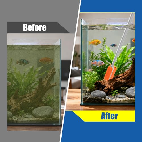 DaToo Small Glass Aguarium Cleaning Tool Algae Scraper for Acrylic Aquariums Fish Tank Cleaner Brush (Longer Size) - size: 17.3in