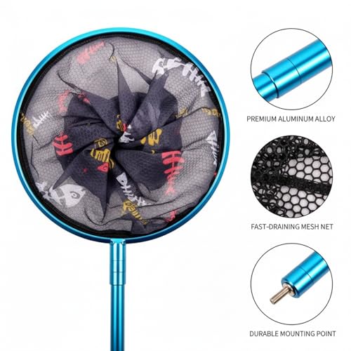 Aluminum Alloy Landing Net Head Replacement Frame for Fishing Rod Handles - Blue - size: 11.81 x 11.81 x 11.81"