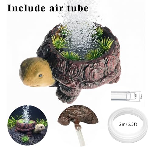 LIYAOLI Aquarium Air Stone Bubbler - Resin Turtle Tank Decor, Fish Tank Bubbler Decorations with Oxygenation Function, Perfect Turtle Tank Accessories for Aquarium Landscape, with Air Tubing - color: A Turtle