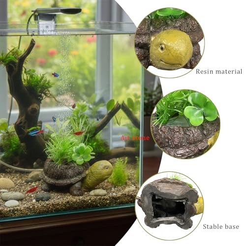 Turtle Tank Accessories Fish Tank Bubbler - Realistic Resin Turtle Aquarium Decor with Air Stone, Aquarium Bubbler Decorations for Fish Tank Oxygenation and Landscape Enhancement, With Air Tubing - color: B Turtle