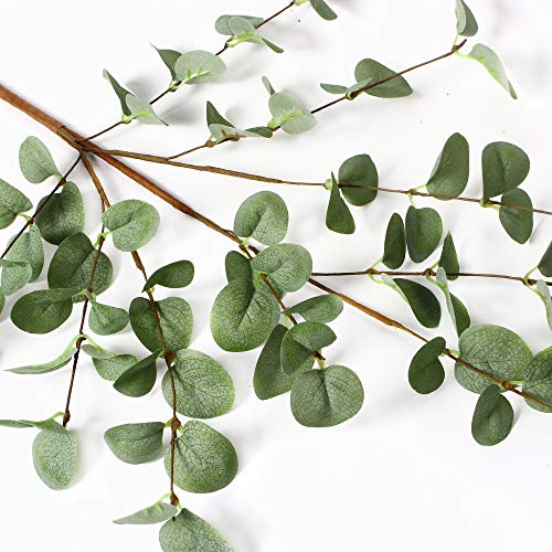6 Pcs 27" Eucalyptus Stems Greenery Stems Eucalyptus Leaf Spray in Green Silk Plastic Plants Floral Artificial Plants for Home Party Wedding Decoration - color: Green - 6 Pcs