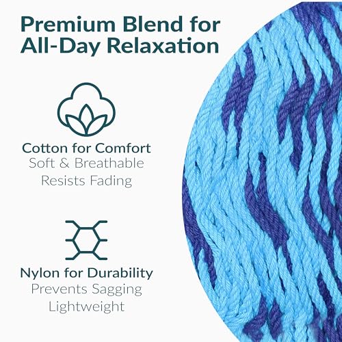 Sunnydaze Handwoven XXL Thick Cord Mayan Double Hammock for Outside - 625-Pound Capacity Heavy-Duty Outdoor Hammock - Blue - color: Blue
