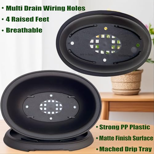 MUZHI 3 Pack Oval Bonsai Training Pot with Drainage Tray, Matte Finish Nursery Plastic Bonsai Planter with 25PCS 2inch Mesh pad (5.2" Small) - size: 5.2" Small