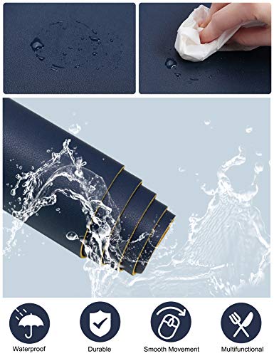 SUJAYU Dual Sided PU Leather Desk Pad, Mouse Pad, Office Desk Mat, Non-Slip Laptop Desk Pad, Waterproof Desk Writing Pad for Office and Home (31.5" x 15.7", Dark Blue + Yellow) - color: Dark Blue + Yellow, size: 15.7" x 31.5"