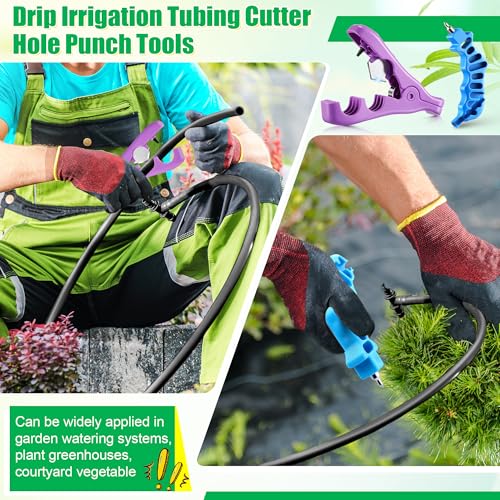 Feekoon Drip Irrigation Tubing Cutter Hole Punch Tools, 2 in 1 Hole Punch & Tubing Cutter, 2 in 1 Drip Irrigation Tool for 1/4'' Fitting Emitter Insertion for Outdoor Garden Lawn Pipe System Hose.