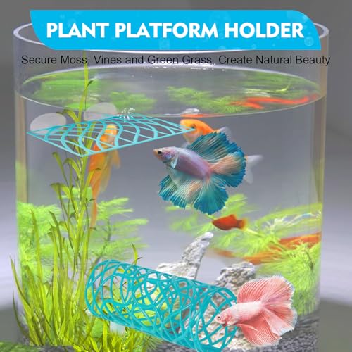 Betta Fish Tube Tunnel Toy, Betta Fish Tank Accessories Decorations, Betta Hammock Bed, Shrimp Guppies Hideout (Blue)