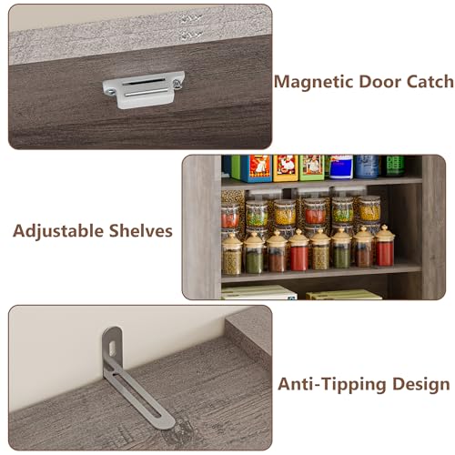 BORNOON Pantry Organizers and Storage Cabinet, 67.7” Barn Door White Kitchen Cabinet with Drawers and Adjustable Shelf, Tall Pantry for Kitchen, Dining Room, Living Room Bedroom - color: Wood, size: Single Drawer