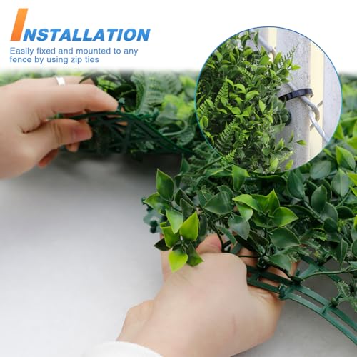 TANG 20"x20"-1PC Artificial Greenery Boxwood Panels Grass Wall Panel, Faux Privacy Fence Ivy Screens Backdrop Fake Hedge for Indoor Outdoor Wedding Décor, Style-9 - color: 20"x20" Panel-9, size: 20"x20"