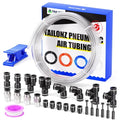 TAILONZ PNEUMATIC Clear 3/8 Inch OD 10 Meter 32.8ft PU Polyurethane Air Tubing Kit Pipe Hose Air Line Tubing Air Hose Fittings Push to Connect Fittings(27PCS) - color: Clear, size: 3/8" OD - 32.8 FT