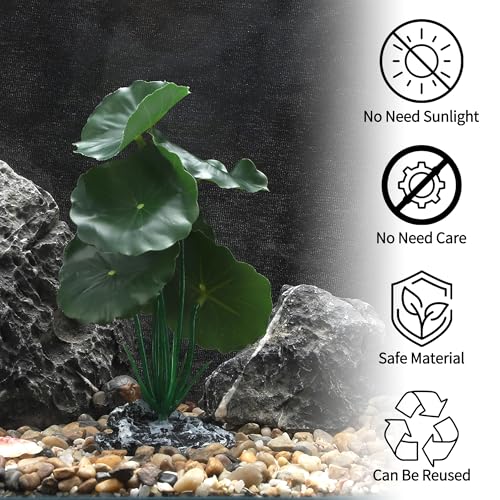 Aquarium Plastic Plants, Reptile Plant Decoration, Aquatic Plant Resin Decor, Betta Fish Tank Realistic Plants for Aquarium, 6.5" Height, Green