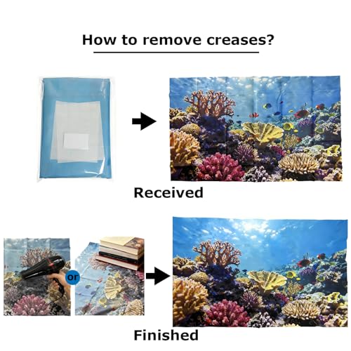 4 Pack Aquarium Background, 48x18 Inch Polyester Cloth Decor for Fish Tank, Set of Undersea Coral Rock & Plant Décor Backgrounds, Aquatic Themed Decorations - size: 48*18inch