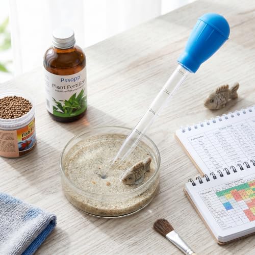 Fish Pipette Dropper, Aquarium Dropper Mini Manual Water Changer Aquarium Gravel Cleaner Waste Remover Changer Aquarium Dropper Pipette Feeder Water Transfer(Blue) - color: Blue
