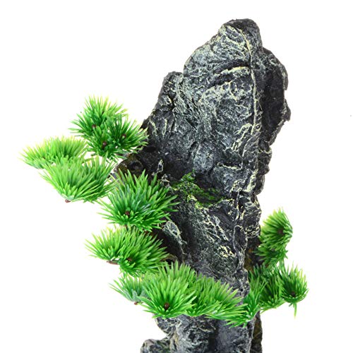 Tall Mountain View Stone Aquarium Ornament, Artificial Resin Rock Fish Tank Decoration for Aquarium Landscape, Supplies